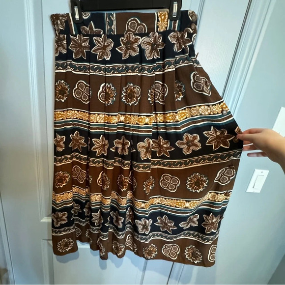 VTG Cappagallo Maxi Skirt Sz 8 Brown Beach Button Boho Stretch Soft Hippie READ - Picture 6 of 15